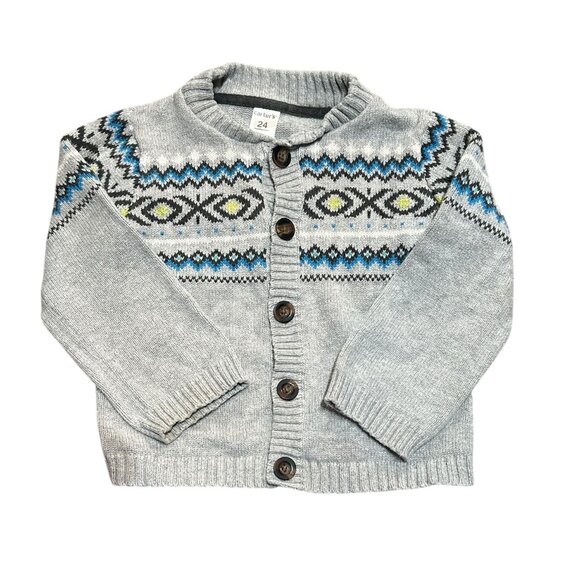 Carter’s Gray Cotton Cardigan • 24M • Button Down Sweater Fair Isle Style - Picture 1 of 5